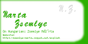 marta zsemlye business card